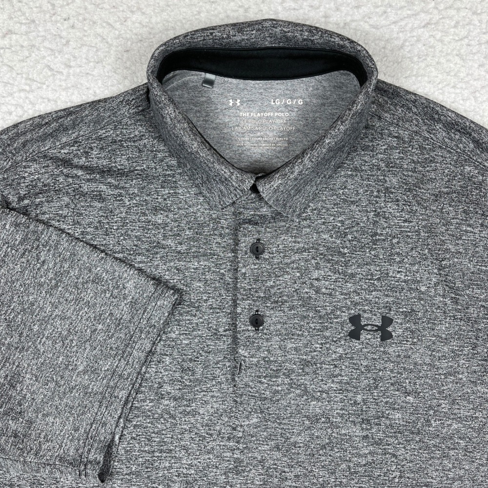 Under Armour Playoff Polo Mens Large Grey Heathered Golf Shirt Travel Vacation